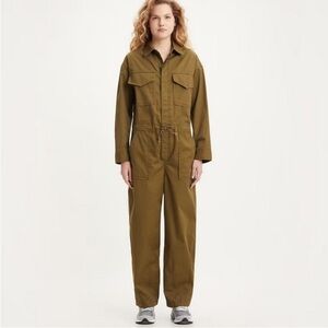 Levi's Premium Baggy Surplus Jumpsuit in Olive from Free People